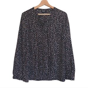 DKNY | Abstract Polka Dot Pleated Front Lightweight Blouse